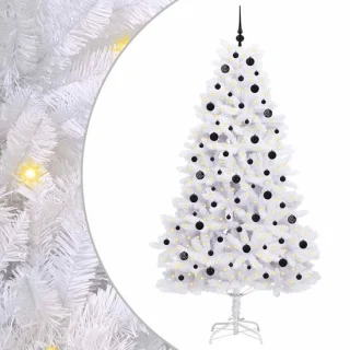 vidaXL kunstmatige hinged kerstboom wit 210 cm PVC en staal