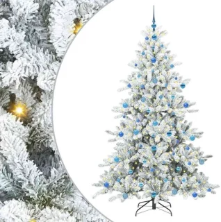 vidaXL kunstmatige hinged kerstboom wit 210 cm PVC en staal