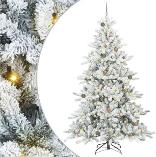vidaXL kunstmatige hinged kerstboom wit 240 cm PVC en staal