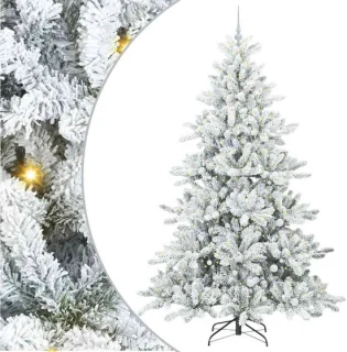 vidaXL kunstmatige hinged kerstboom wit 240 cm PVC en staal
