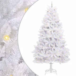 vidaXL Kunstmatige hinged kerstboom wit 300 cm PVC en staal