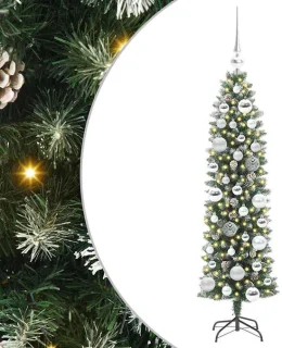vidaXL Kunstmatige kerstboom groen en wit 120 cm