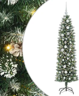 vidaXL kunstmatige kerstboom groen en wit 150 cm