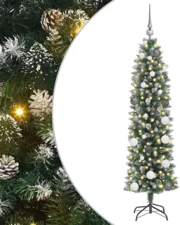 vidaXL kunstmatige kerstboom groen en wit 150 cm
