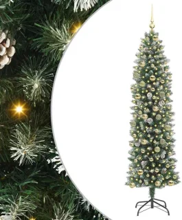 vidaXL kunstmatige kerstboom groen en wit 210 cm