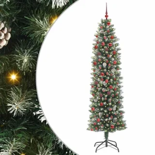 vidaXL Kunstmatige kerstboom groen en wit 210 cm