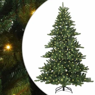vidaXL Kunstmatige kerstboom hinged 210 cm PVC en staal