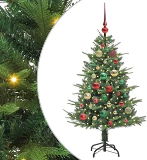 vidaXL kunstmatige kerstboom met ballenset, 120 cm