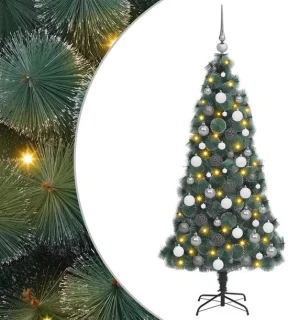 vidaXL kunstmatige kerstboom met ballenset, groen, 180 cm