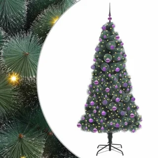vidaXL kunstmatige kerstboom met ballenset groen 210 cm