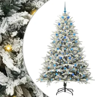 vidaXL Kunstmatige kerstboom met ballenset groen 210 cm