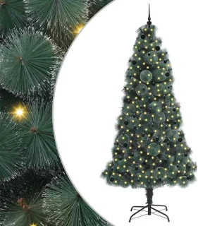 vidaXL Kunstmatige kerstboom met ballenset – groen – 240 cm