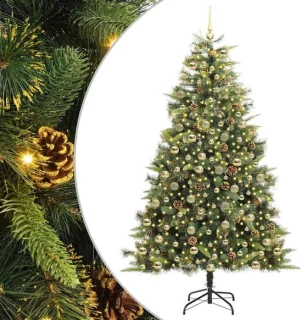 vidaXL kunstmatige kerstboom met kegels, 210 cm