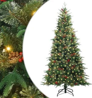 vidaXL kunstmatige kerstboom met scharnieren, groen, 210 cm, PE en PVC