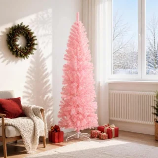 vidaXL Kunstmatige kerstboom roze 180 cm