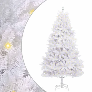 vidaXL Kunstmatige kerstboom wit 240 cm PVC en staal