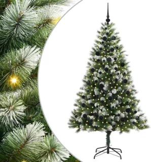 vidaXL kunstmatige scharnierende kerstboom gevlokte sneeuw warmwit