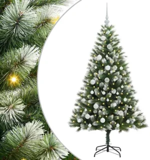 vidaXL kunstmatige scharnierende kerstboom met gevlokte sneeuw warmwit