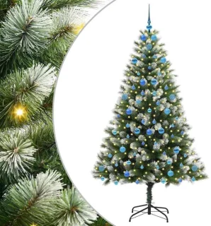 vidaXL Kunstmatige scharnierende kerstboom met gevlokte sneeuw warmwit