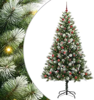 vidaXL Kunstmatige scharnierende kerstboom met gevlokte sneeuw warmwit