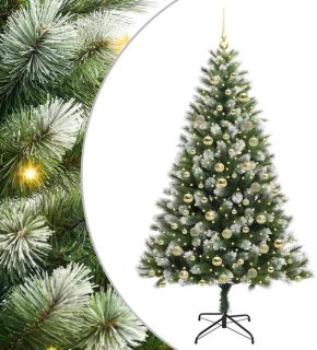 vidaXL kunstmatige scharnierende kerstboom met gevlokte sneeuw warmwit