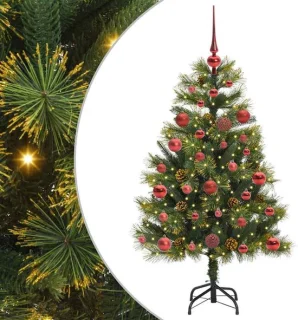 vidaXL kunstmatige scharnierende kerstboom met kegels groen 120 cm