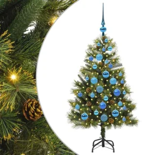 vidaXL kunstmatige scharnierende kerstboom met kegels groen 120 cm