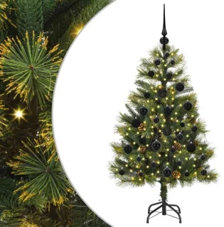 vidaXL kunstmatige scharnierende kerstboom met kegels groen 120 cm