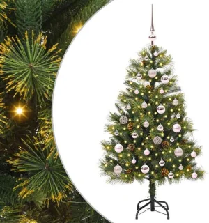 vidaXL kunstmatige scharnierende kerstboom met kegels groen 120 cm
