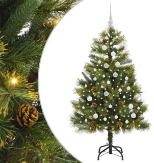vidaXL kunstmatige scharnierende kerstboom met kegels groen 150 cm