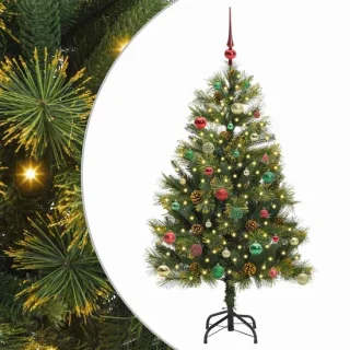 vidaXL kunstmatige scharnierende kerstboom met kegels groen 150 cm