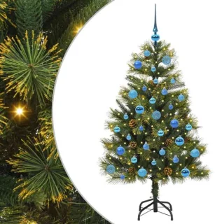 vidaXL Kunstmatige scharnierende kerstboom met kegels groen 150 cm
