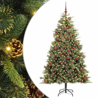 vidaXL kunstmatige scharnierende kerstboom met kegels, groen, 180 cm