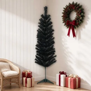 vidaXL kunstmatige slanke kerstboom 120 cm in zwart
