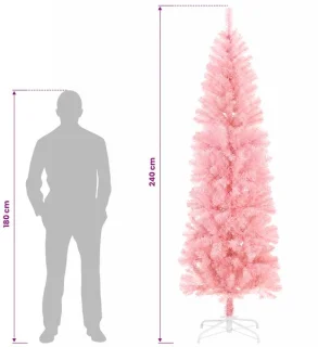 vidaXL Kunstmatige slanke kerstboom 240 cm roze