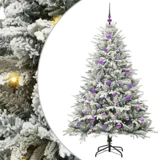 vidaXL kunstmatige voorverlichte kerstboom met ballenset groen 150 cm