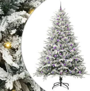 vidaXL kunstmatige voorverlichte kerstboom met ballenset groen 240 cm