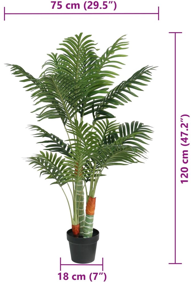 vidaXL Kunstpalmboom 3 stammen 120 cm groen
