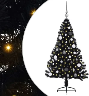vidaXL kunststof kerstboom met 150 LED, zwart, 150 cm PVC