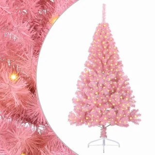 vidaXL Kunststof kerstboom met 300 ledlampjes, roze, 180 cm