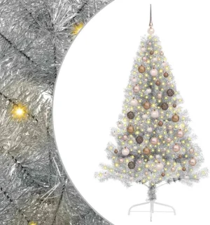 vidaXL kunststof kerstboom met 300 ledlampjes zilver 180 cm