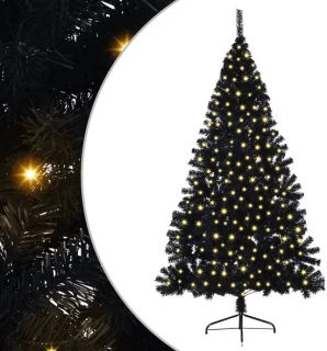 vidaXL kunststof kerstboom met led, zwart, 240 cm