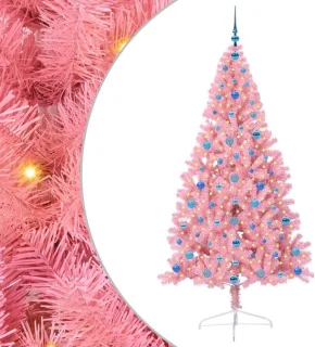 vidaXL Kunststof kerstboom, roze, 210 cm