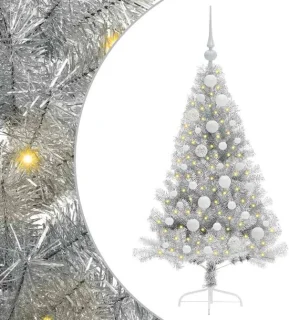 vidaXL kunststof kerstboom van PET, zilver, 120 cm