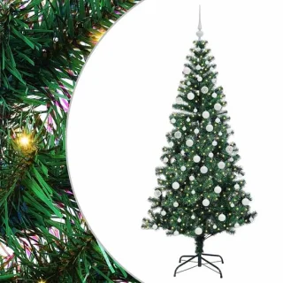 vidaXL Kunststof voorverlichte kerstboom groen 180 cm