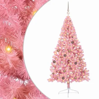 vidaXL kunststoffen kerstboom met verlichting 210 cm roze