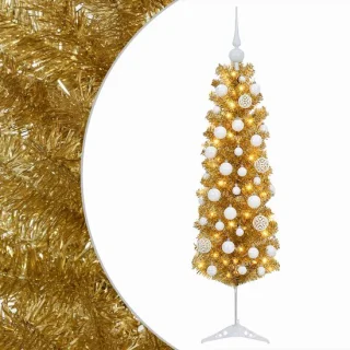 vidaXL kunstzinnige slanke kerstboom met ballen - 150 cm