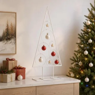 vidaXL Kuopio kerstboom met ronde standaard 60 cm staal wit
