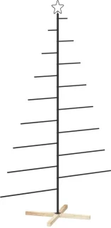 vidaXL Kuopio metalen kerstboom met standaard, zwart, 210 cm