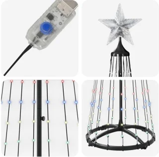 vidaXL led-kegelkerstboom 180 cm